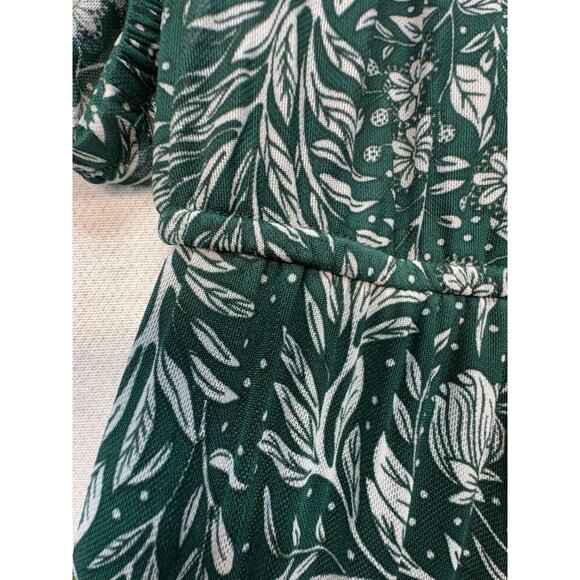Harlow & Rose Womens High Low Maxi Dress XL Green White Floral Print Coastal - Picture 15 of 16